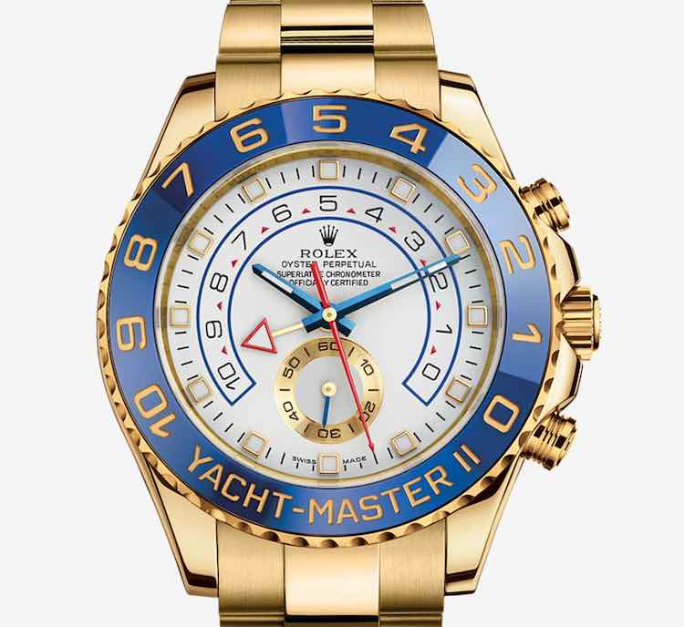 L’Oyster Perpetual Yacht-Master II in oro giallo 18 carati, il cui prezzo ammonta a 40.500,00 euro.