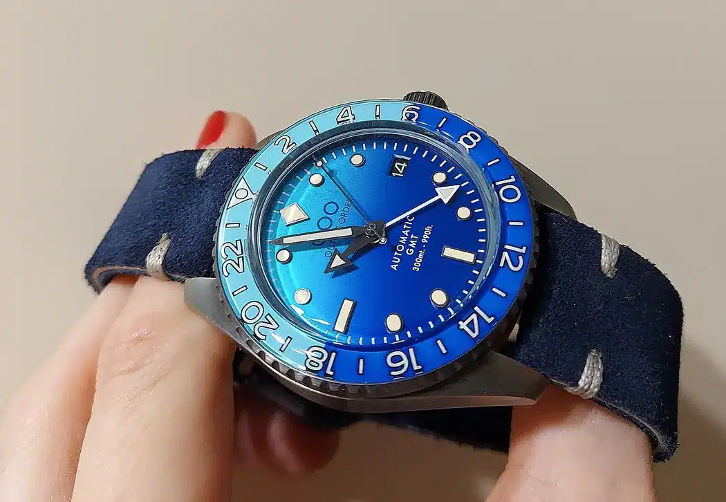 Orologio Uomo Out Of Order GMT Bomba Blu Automatico 40mm Acciaio Invecchiato