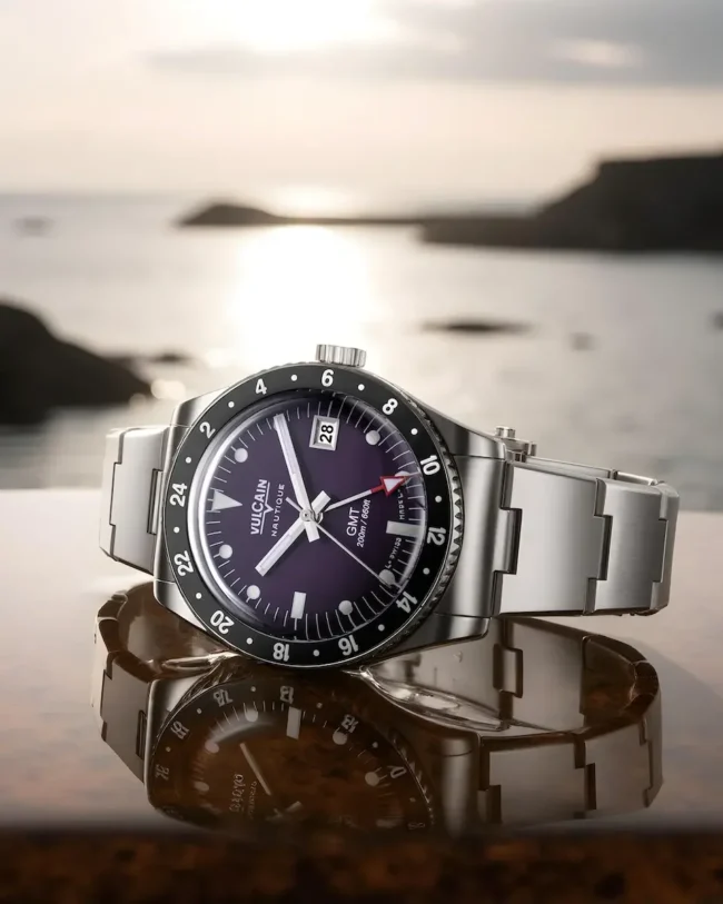 Vulcain Skindiver Nautique GMT con quadrate viola