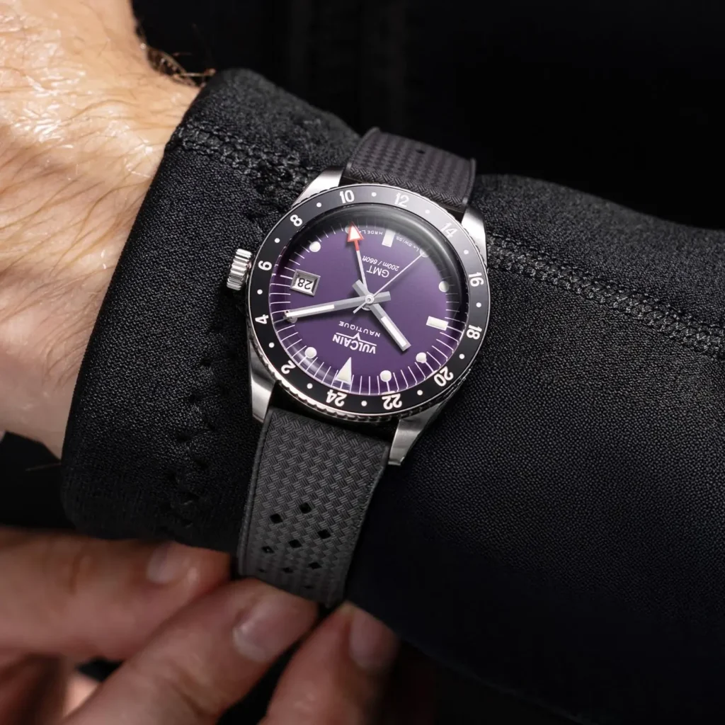 Vulcain Skindiver Nautique GMT con quadrate viola