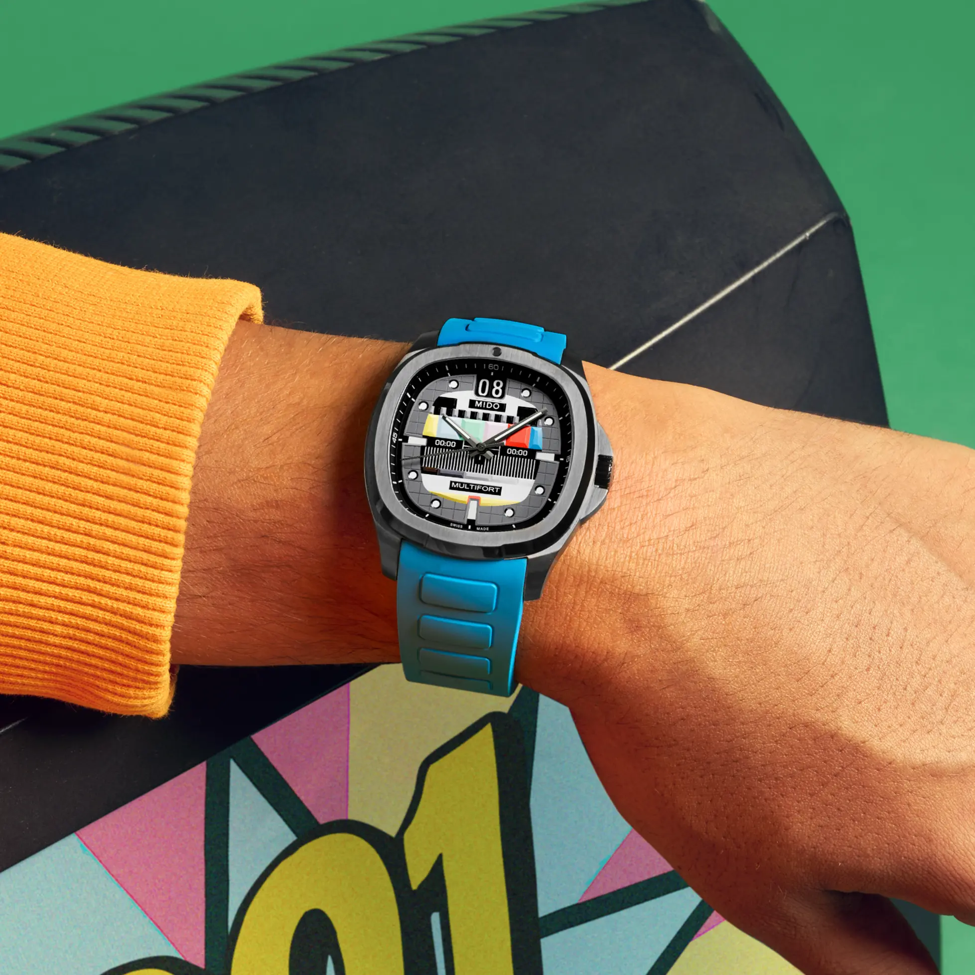 Mido Multifort TV Big Date S01E02 cinturino in gomma blu Mido Multifort TV Big Date S01E02 cinturino in gomma blu