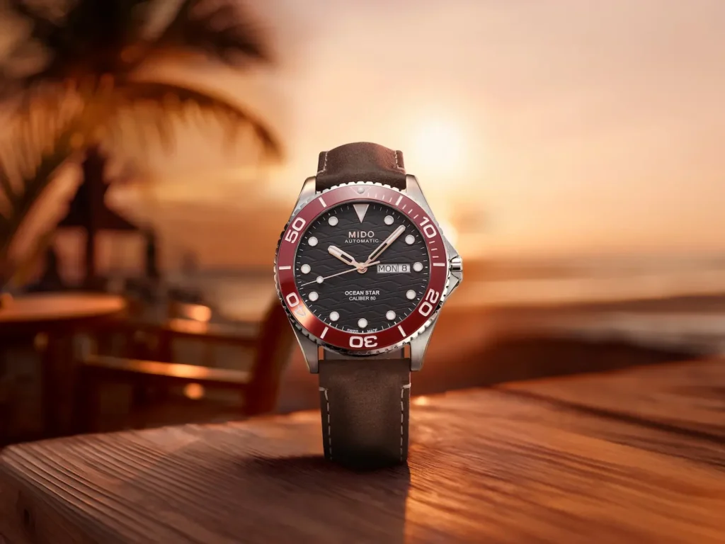 Mido Ocean Star 200C con lunetta in ceramica rossa Mido Ocean Star 200C con lunetta in ceramica rossa